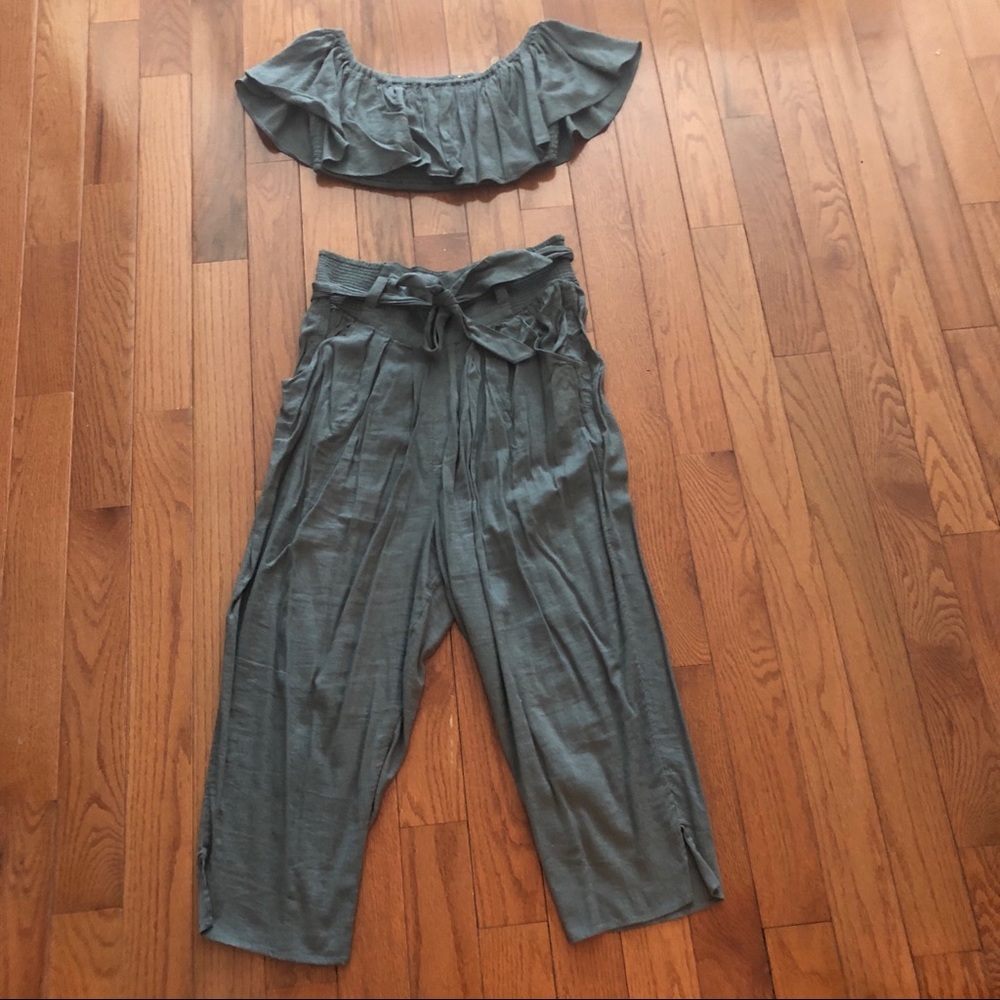 Free People 2 piece linen pants set